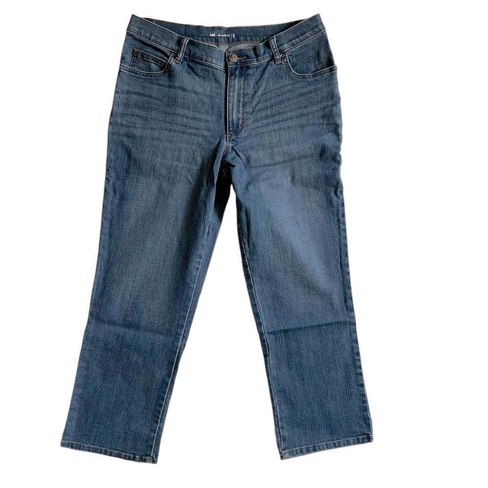 LEE Relaxed Fit Mid-Rise Straight Leg Denim Blue Jeans Medium Wash Size 10 Short